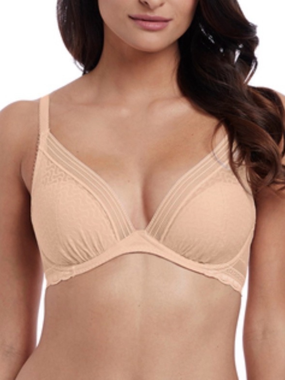 Wacoal WE140004 Aphrodite Beige Lightly Lined Plunge Underwire Bra 38D Lace